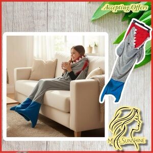 Shark fleece blanket - sleep bag - sit in blanket - cozy fun warm winter fall